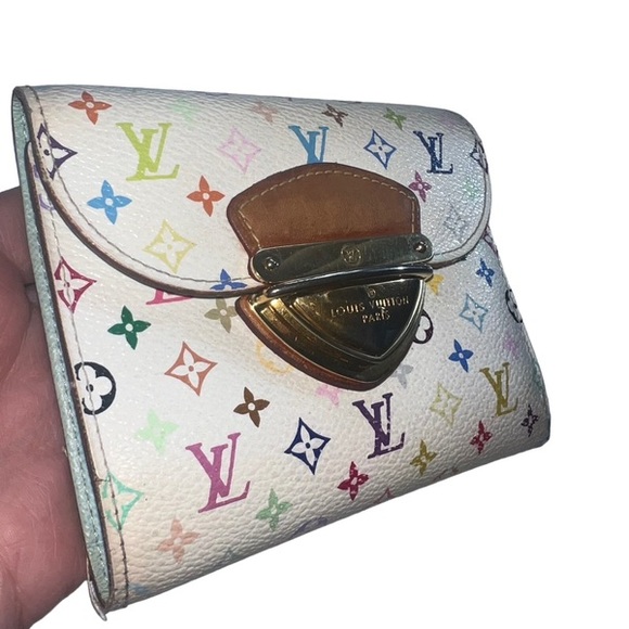 Authentic Louis Vuitton x Takashi Murakami White Multicolor Joey Wallet - Picture 4 of 17